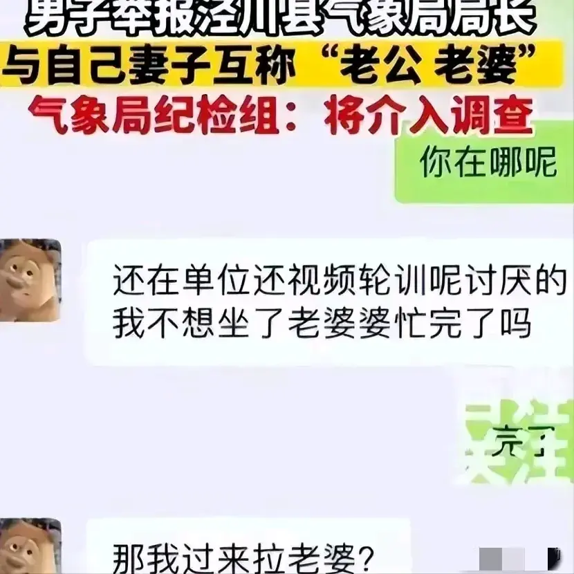 吃瓜!气象局长出轨女下属聊天记录曝光,人设瞬间崩塌!